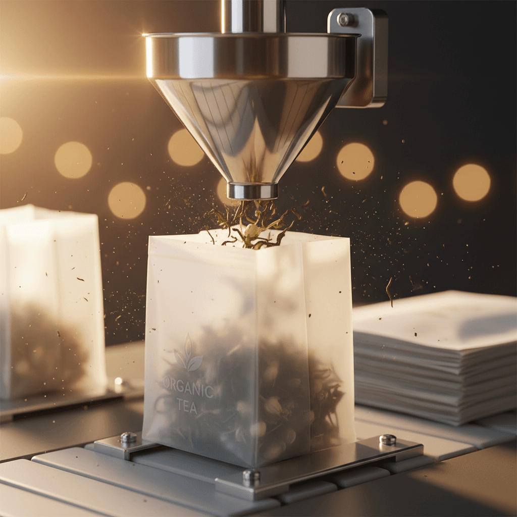 Precision tea filling mechanism with volumetric dispenser